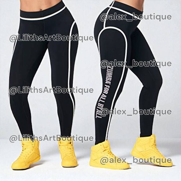 Zumba For All By All Piped Ankle Leggings Bold Black/White Size S (E062) - Picture 1 of 8